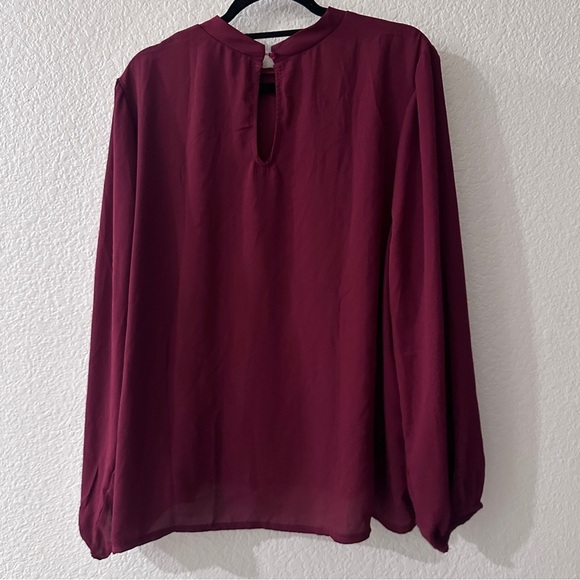 The Line of Style Burgundy Lace Blouse 3X Long Sleeve Keyhole Back Romantic Boho - Picture 2 of 9